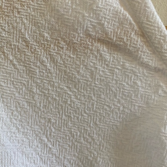 Brava Beach white beach coverup with fringe on bottom and tie in front - Picture 8 of 9